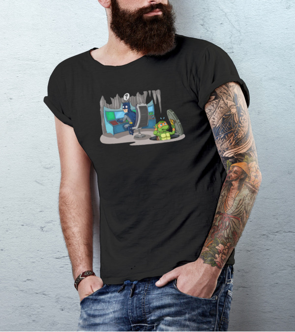 Mutant Ninja Sneaking Into Batcave T-Shirt