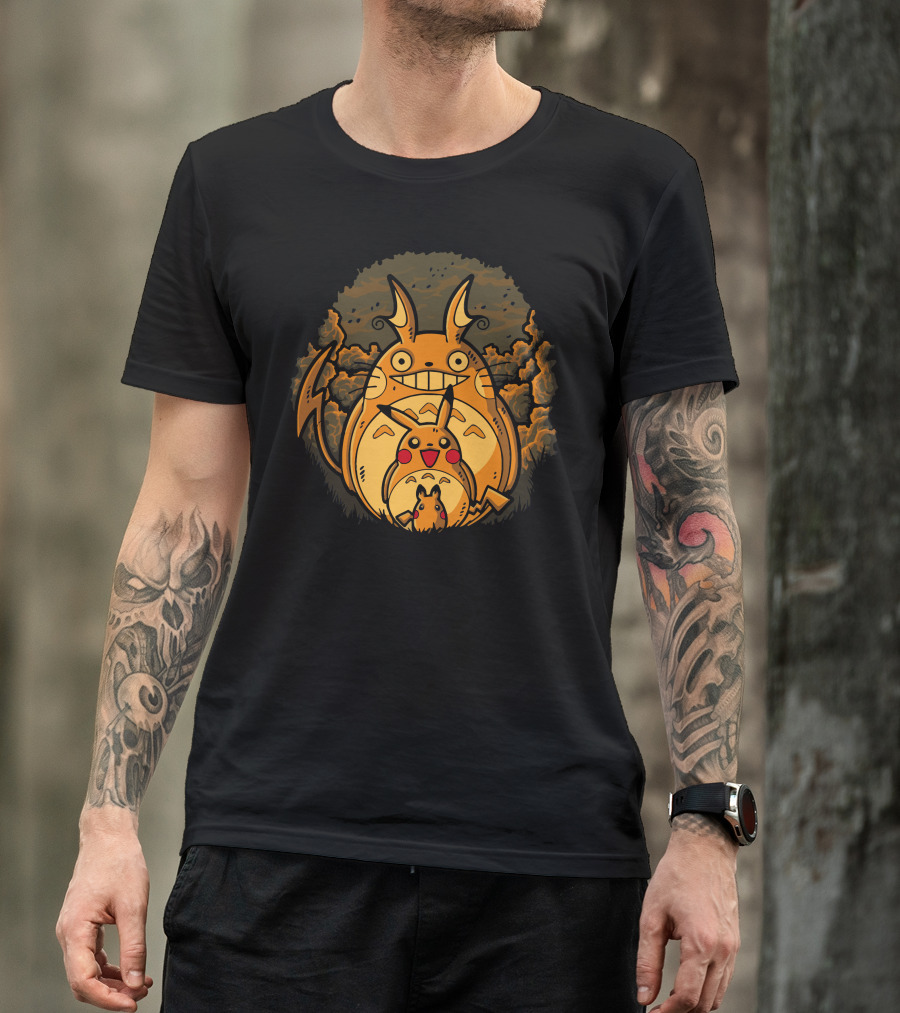 My Neighbour Pikachu Evolution Totoro Crossover T-Shirt