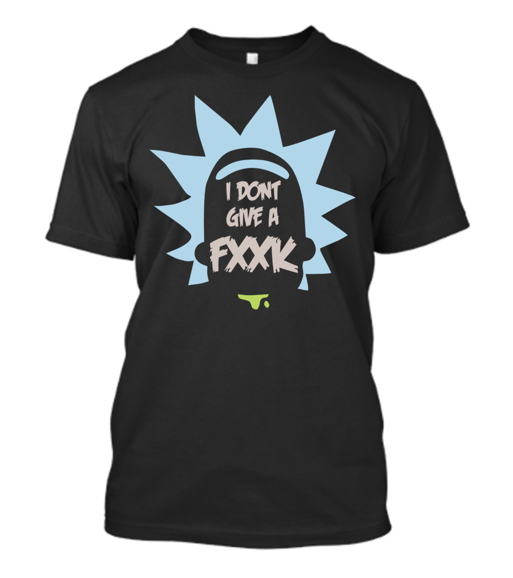 I Don't Give A FXXK Blue Hair Silhouette With Green Drip T-Shirt