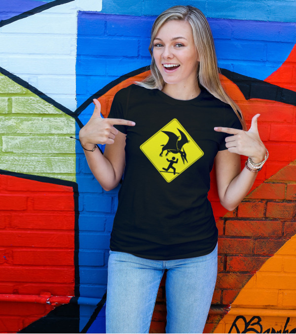 Pterosaur Warning System Danger Sign T-Shirt