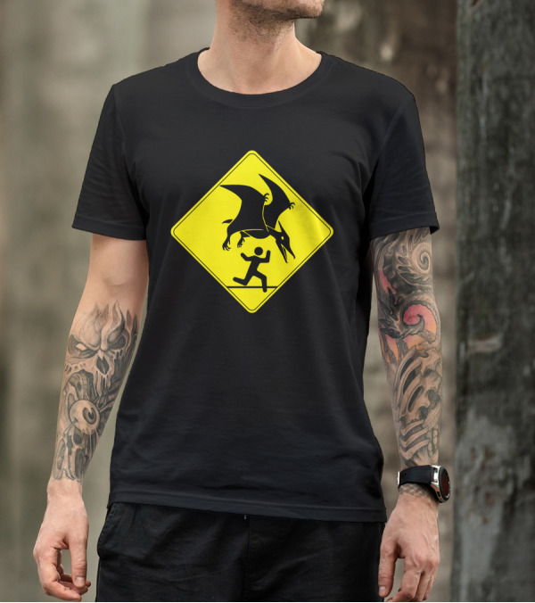 Pterosaur Warning System Danger Sign T-Shirt