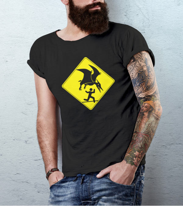 Pterosaur Warning System Danger Sign T-Shirt