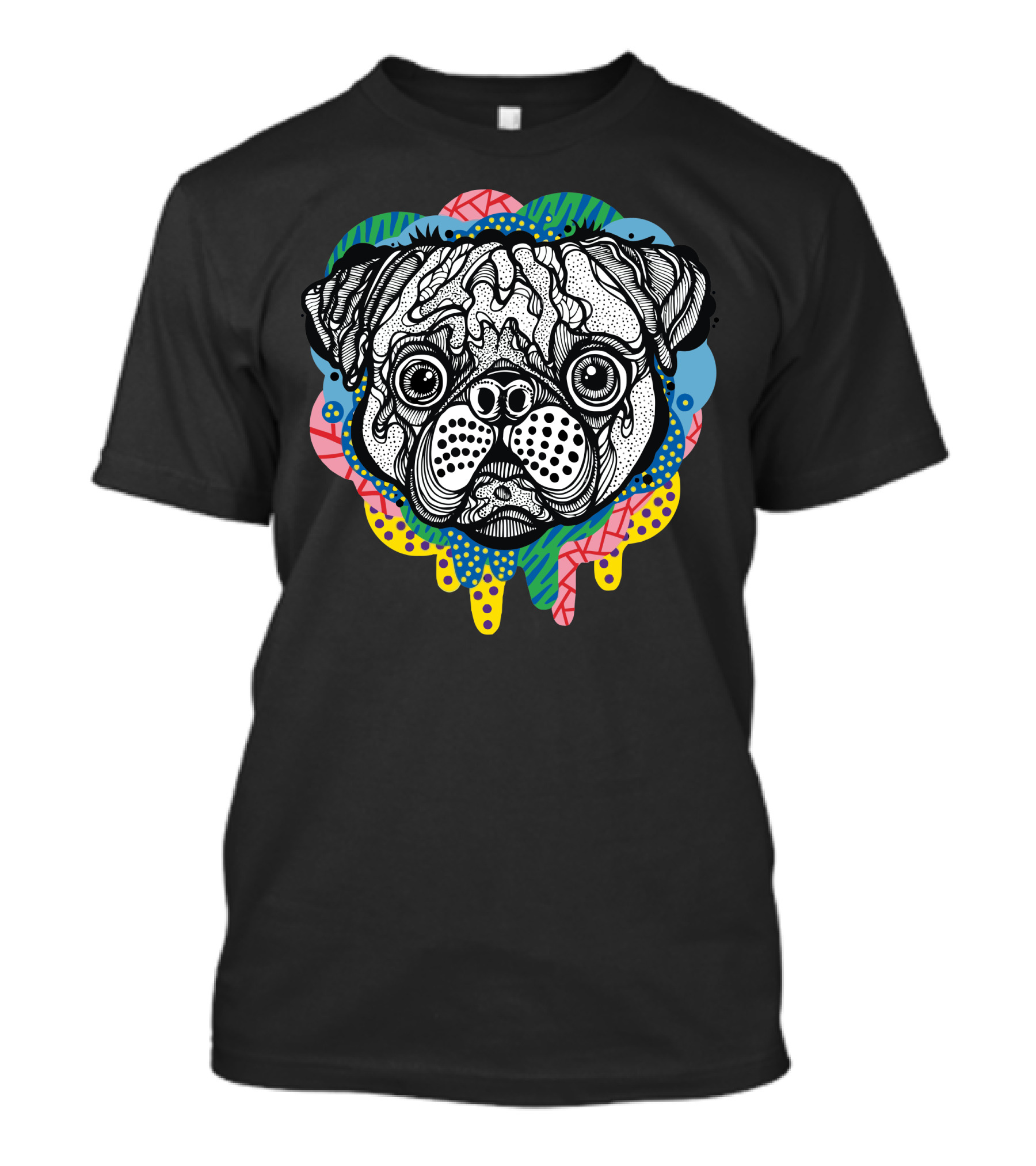 Pug Face Vibrant Drip T-Shirt
