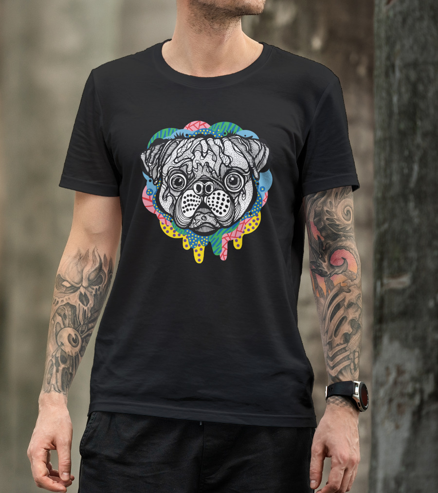 Pug Face Vibrant Drip T-Shirt