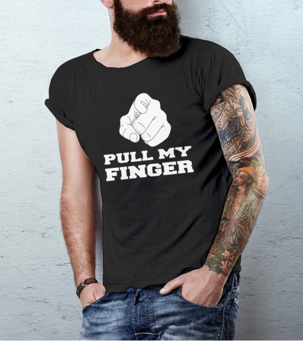 Pull My Finger Hand Gesture Meme Humorous Joke T-Shirt