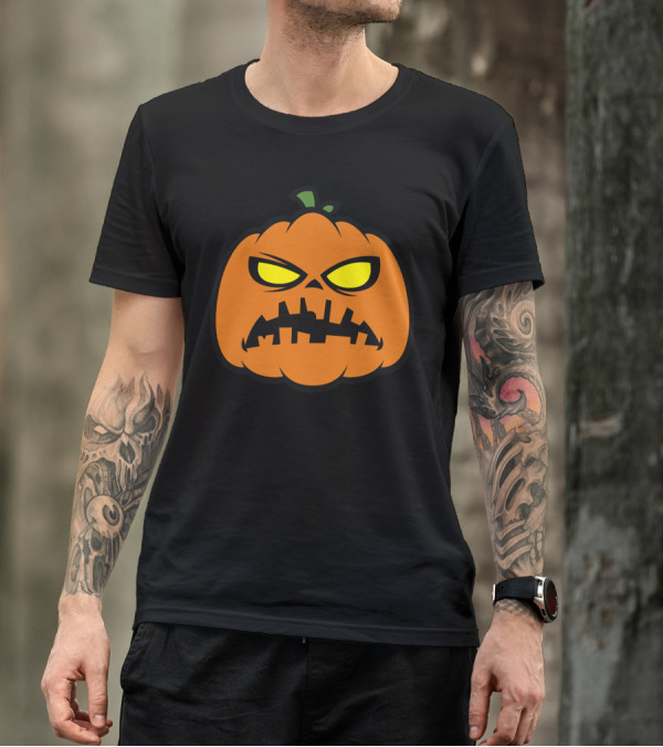Halloween Pumpkin Zombie Face With Angry Expression T-Shirt