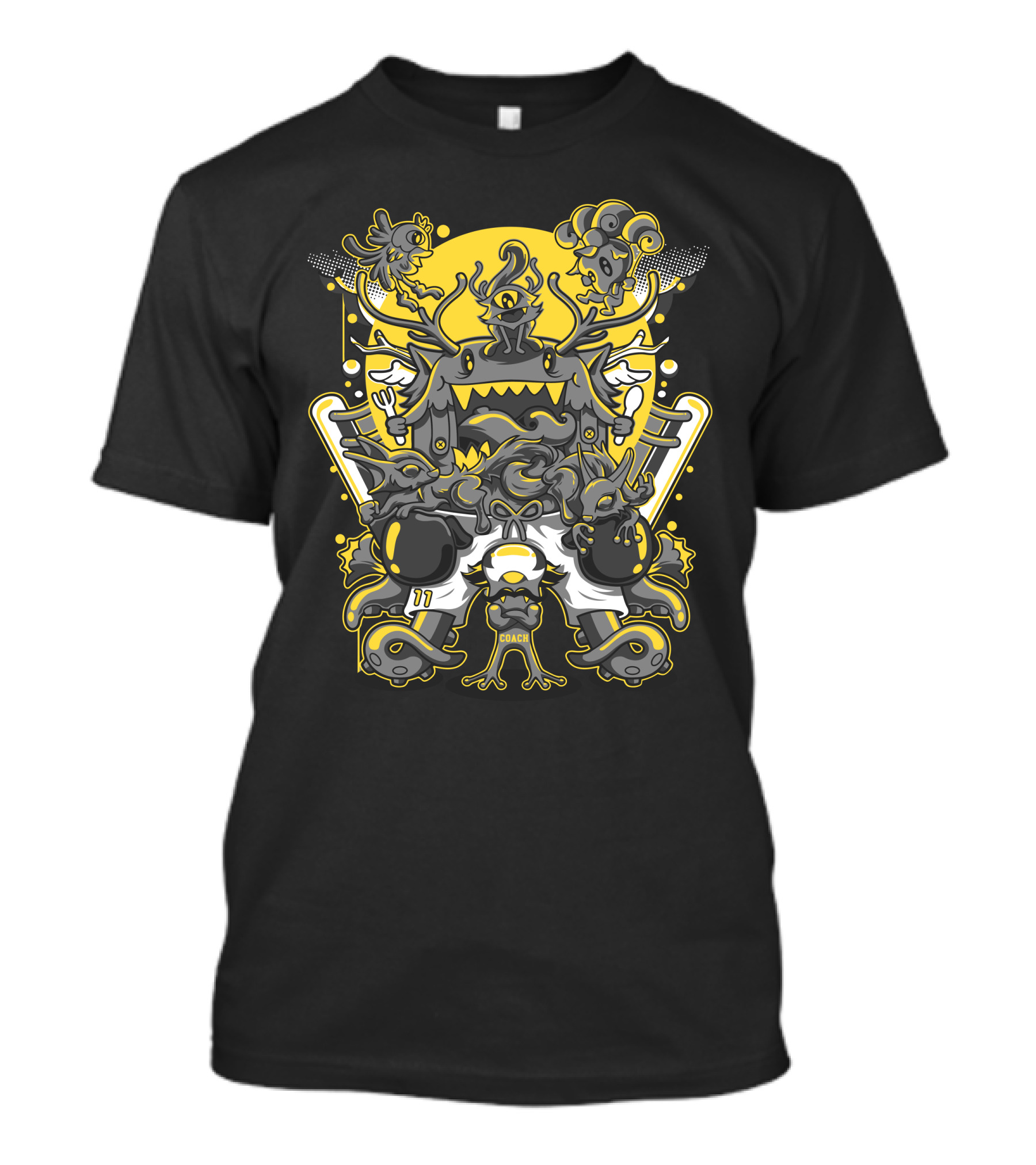 Punchofmonstero Monster Baseball Creature With Yellow And Gray Cartoon Elements T-Shirt