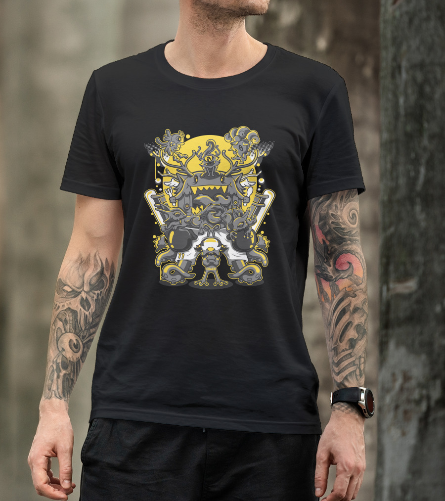 Punchofmonstero Monster Baseball Creature With Yellow And Gray Cartoon Elements T-Shirt
