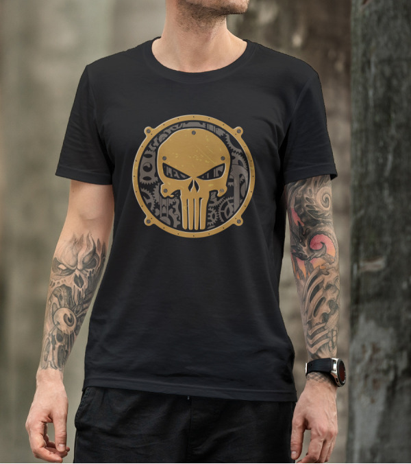 Punisher Punk Steampunk Skull Gears Badge T-Shirt