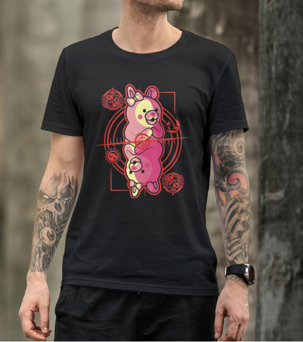 Queen Of Hope Dual Bear Emblem עם Red Circles And Crowns T-Shirt