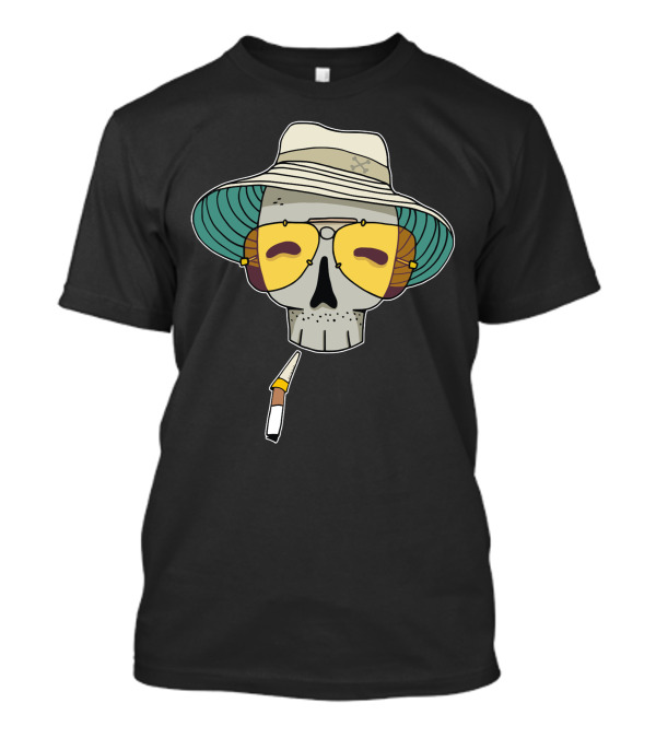 Raoul Duke Skull In Hat With Glasses And Cigarette T-Shirt