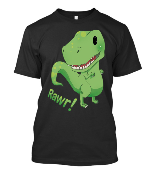 Rawr Dinosaur Cute Green Cartoon T-Rex T-Shirt