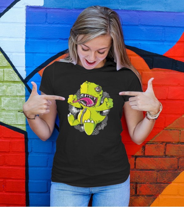 Rawrr Dinosaur Creature Cartoon With Zipper And Claws T-Shirt