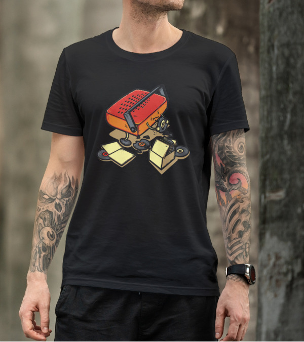 Retro Record Player Eating Vinyl Records T-Shirt