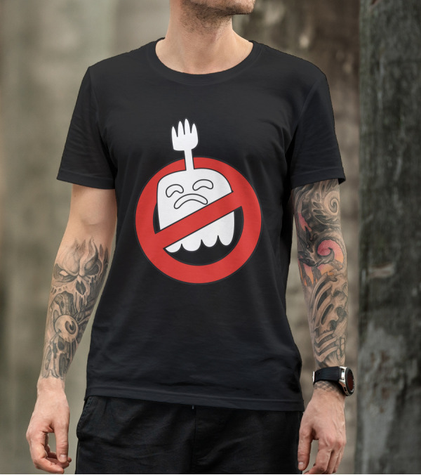 No Ghosts Allowed Sad Fork Ghost Emblem T-Shirt