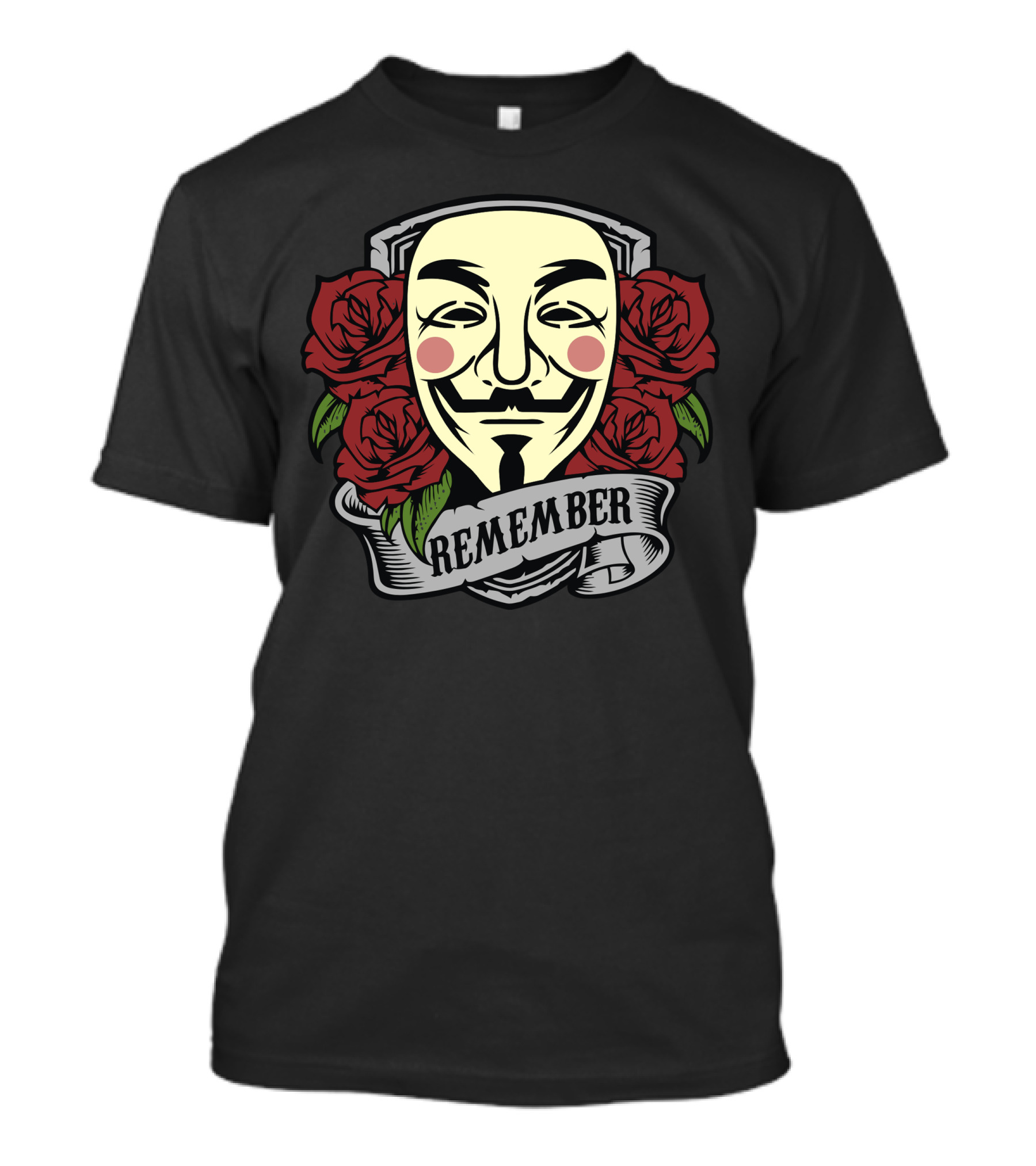 Remember Guy Fawkes Mask With Red Roses T-Shirt