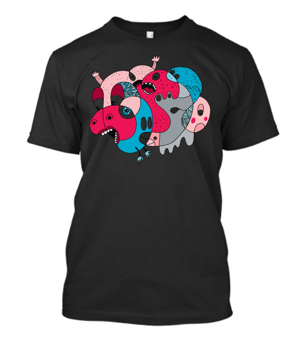 Rhino Splat Colorful Abstract Faces And Shapes T-Shirt