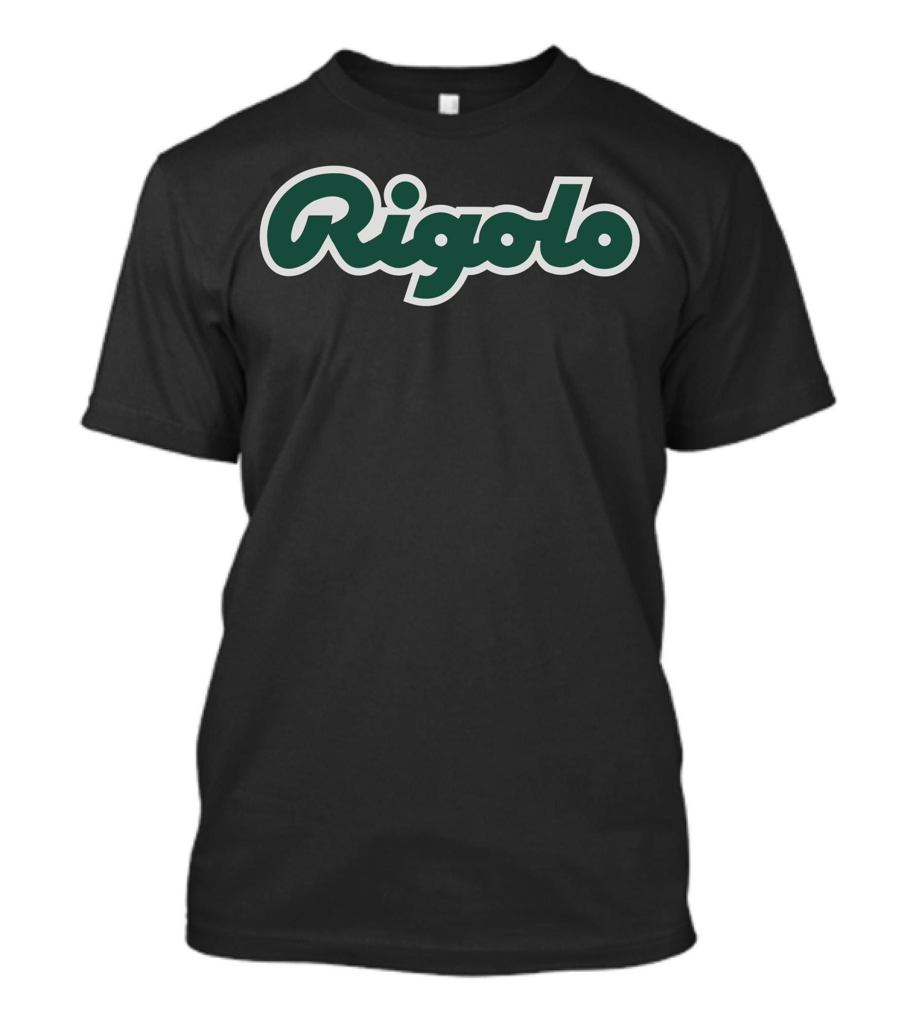 Rigolo Bold Script Green Outline T-Shirt