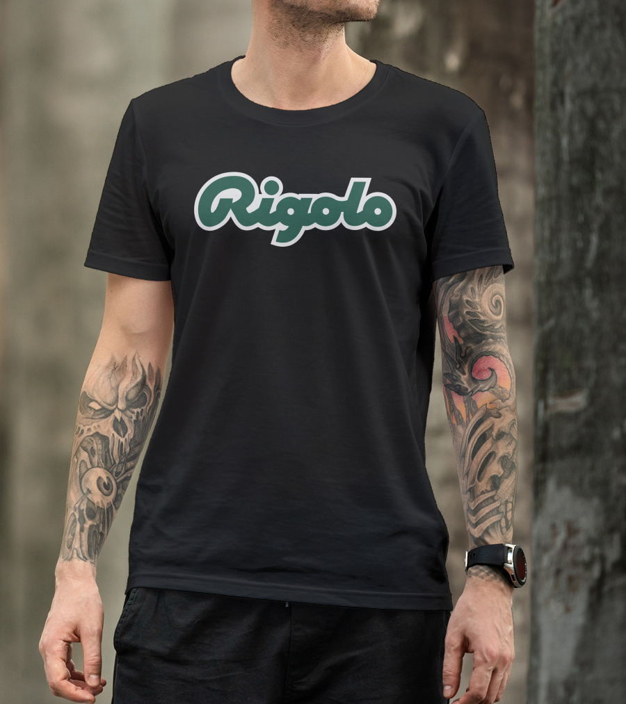 Rigolo Bold Script Green Outline T-Shirt