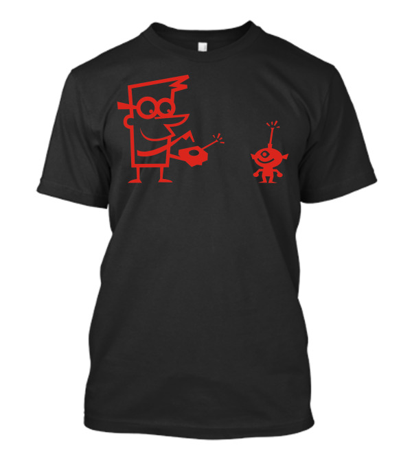 Robot Control Retro Cartoon Figure With Remote And Bleep-Bloop Companion T-Shirt