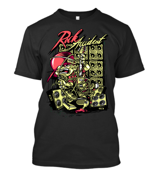 Rock Accident Guitar Mayhem Speaker Chaos T-Shirt