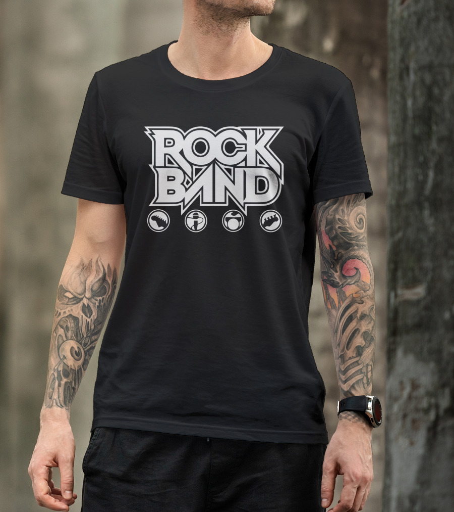Rock Band Logo With Instrument Icons T-Shirt