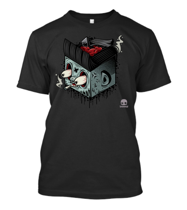 Rockabilly Skull Cube Smoky Hair Cartoon Design By Thinkd D55orxl T-Shirt