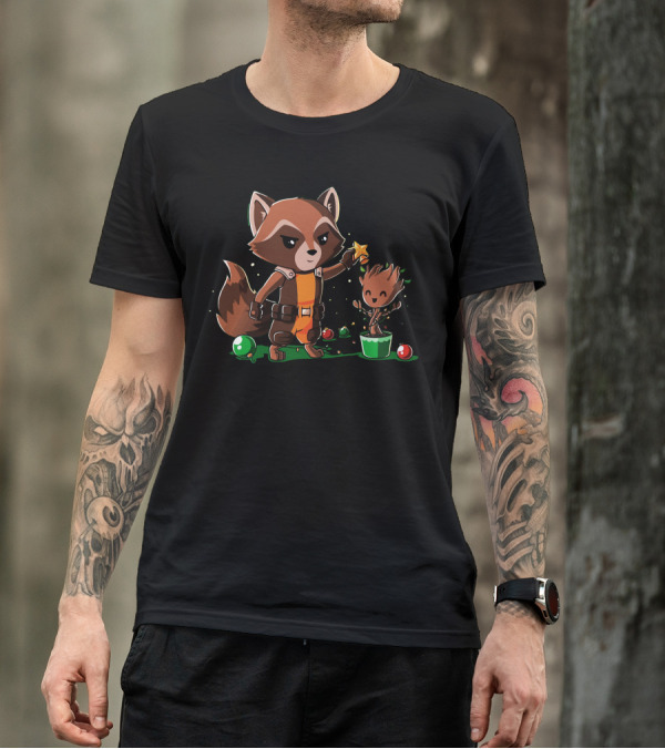 Rocket Around Groot Holiday Decoration T-Shirt