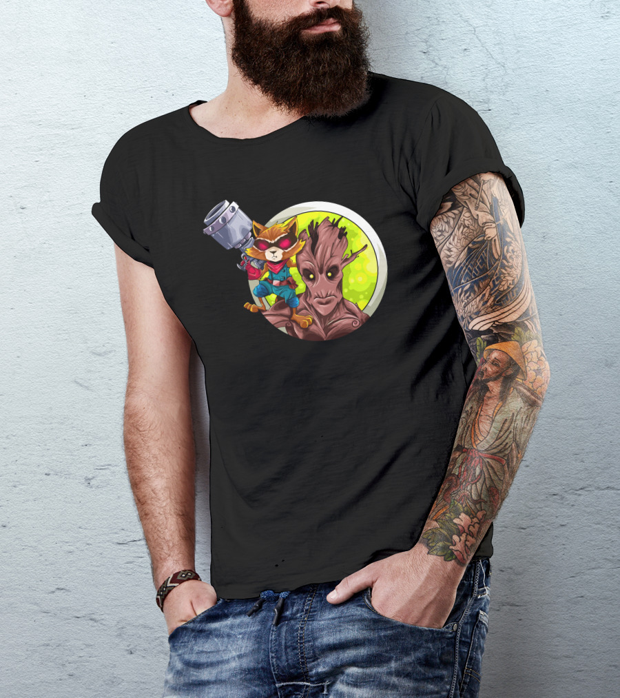 Rocket Raccoon And Groot Guardians Of The Galaxy Duo T-Shirt