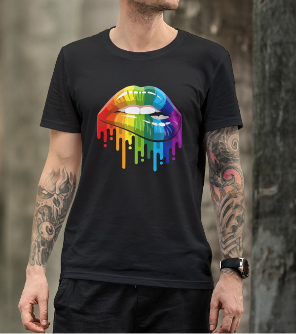 Rocky Horror Dripping Rainbow Lips Pride T-Shirt