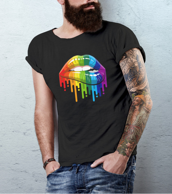 Rocky Horror Dripping Rainbow Lips Pride T-Shirt