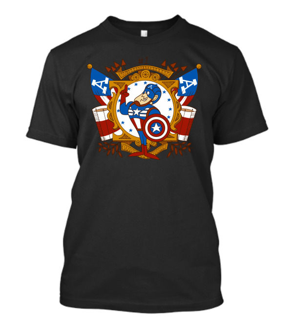 Roger American Captain Shield Badge Stars Crest T-Shirt