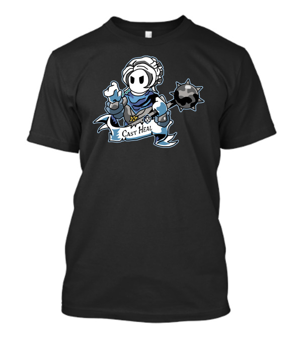 Cast Heal Knight Wielding Mace Icon With Blue Accents T-Shirt