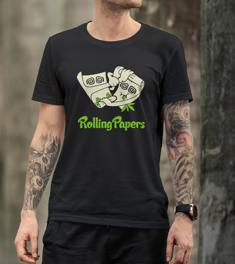 Rolling Papers Cannabis Leaf Scrolls T-Shirt