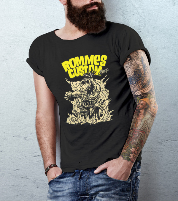 ROMMES CUSTOM SHOP Hot Rod Cartoon T-Shirt