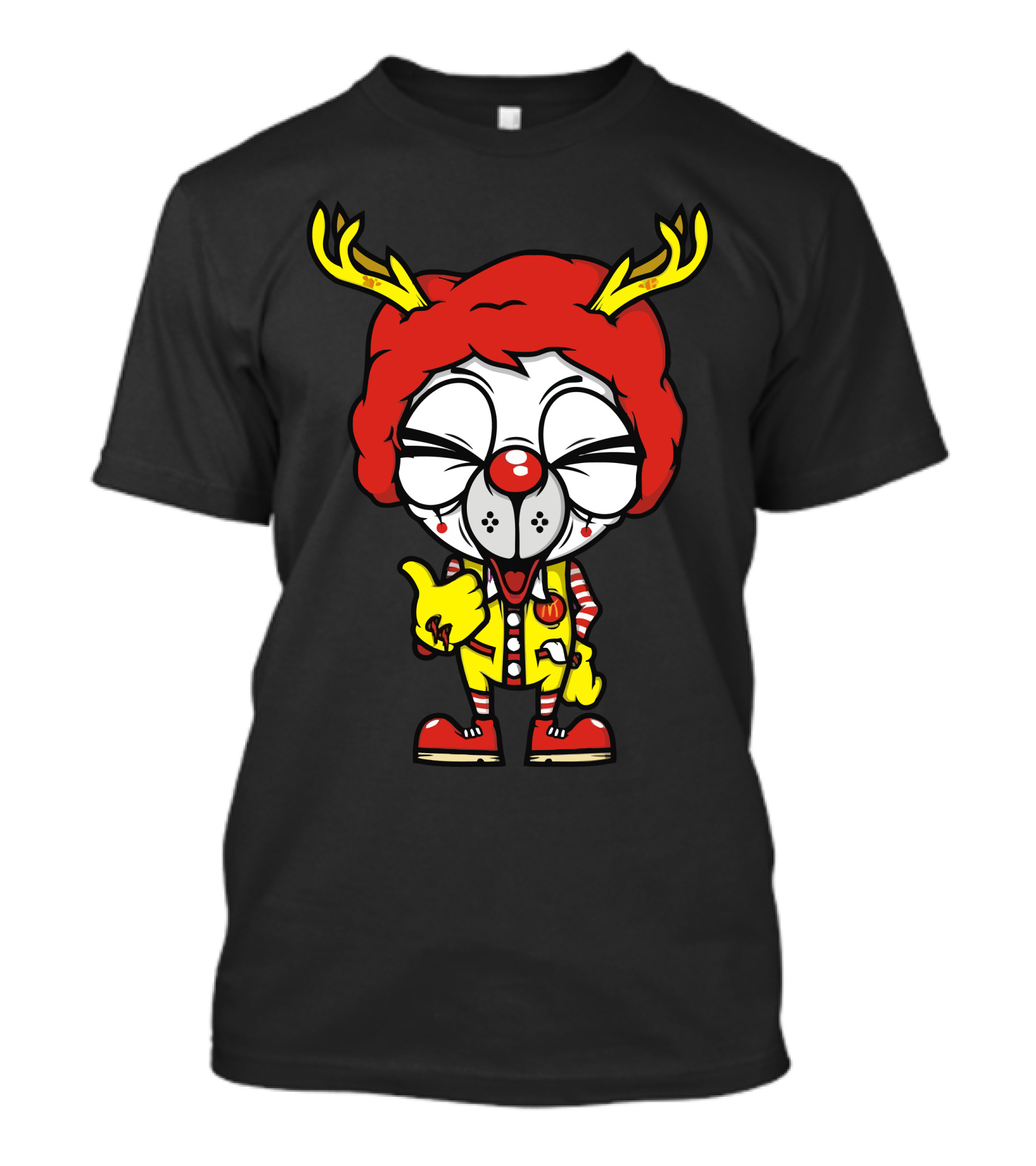 Ronald Mcmocho Cheeseburger Antlers Clown Red Hair Character T-Shirt
