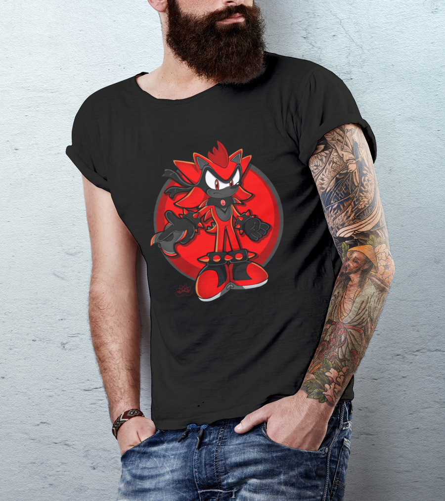 Rowser Channel Red And Black Sonic-Inspired Character T-Shirt