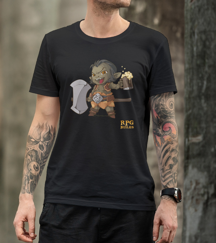 RPG Rules Goblin Warrior With Axe And Beer Mug T-Shirt