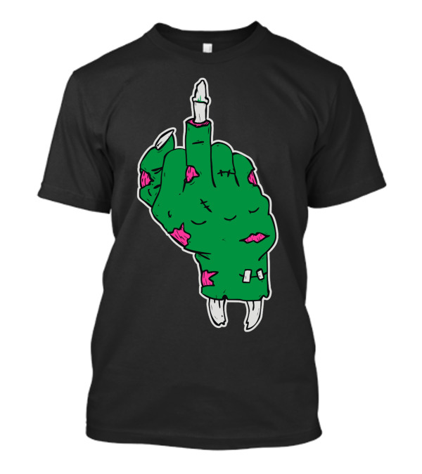 Rude Zombie Middle Finger Hand Gesture Halloween T-Shirt