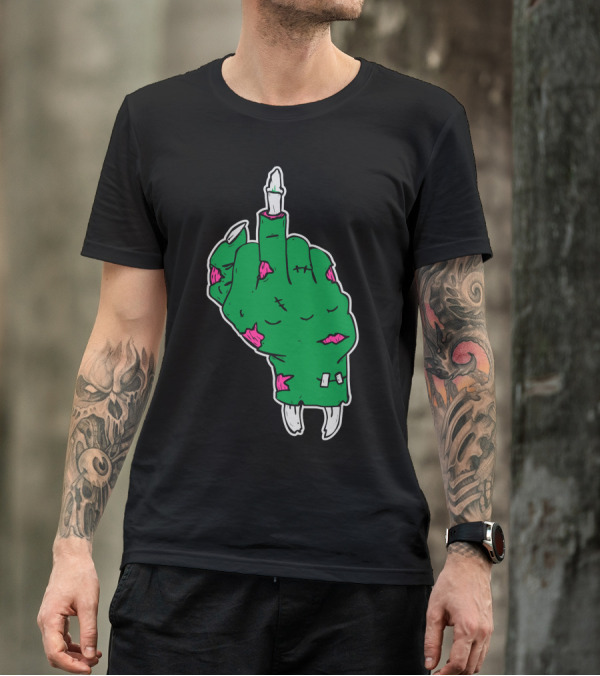 Rude Zombie Middle Finger Hand Gesture Halloween T-Shirt
