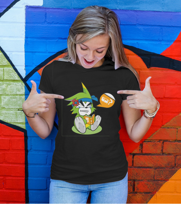 Rufu The Green Wolf Reading Comic With Speech Bubble And Angry Expression T-Shirt