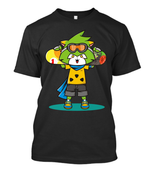 Rufu The Skaterwolf Colorful Skateboard Goggles Energetic Pose T-Shirt