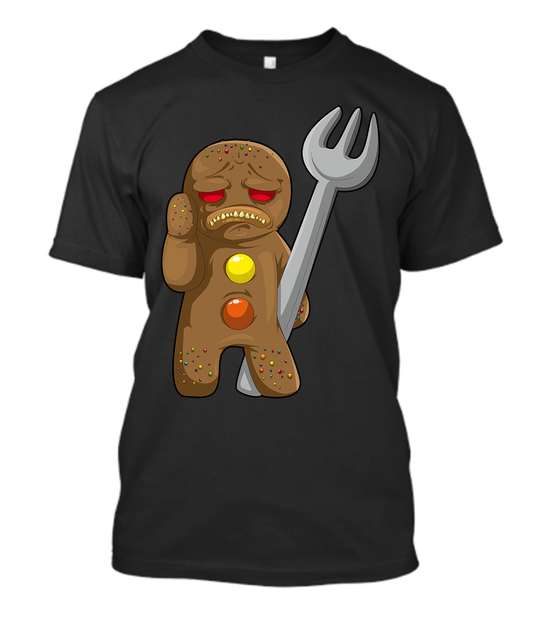 Sad Gingerbread Holding Giant Fork T-Shirt