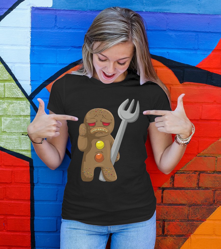 Sad Gingerbread Holding Giant Fork T-Shirt