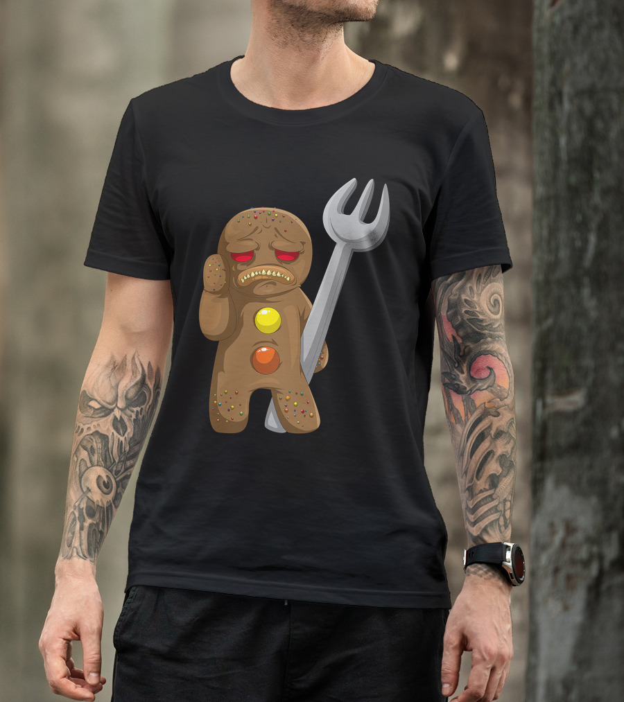 Sad Gingerbread Holding Giant Fork T-Shirt