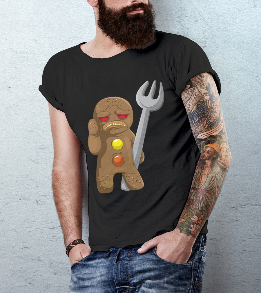 Sad Gingerbread Holding Giant Fork T-Shirt