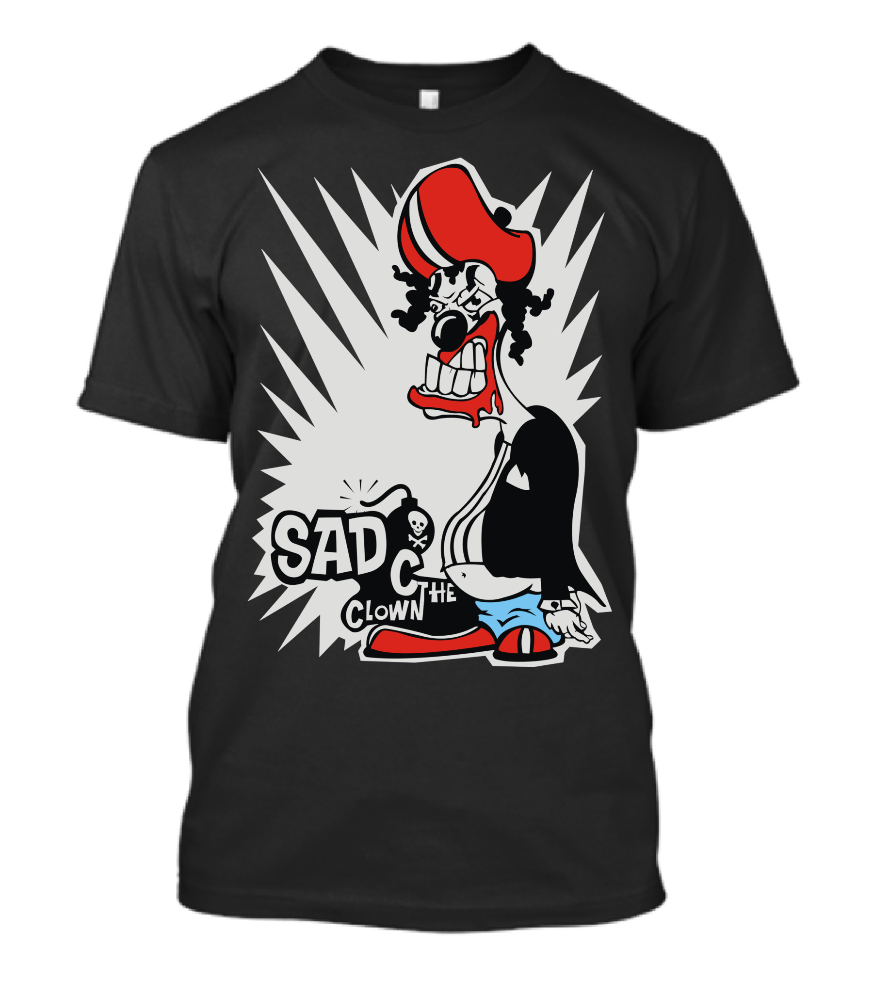 SAD CLOWN THE CLOWN With Explosive Hairstyle And Grinning Expression T-Shirt
