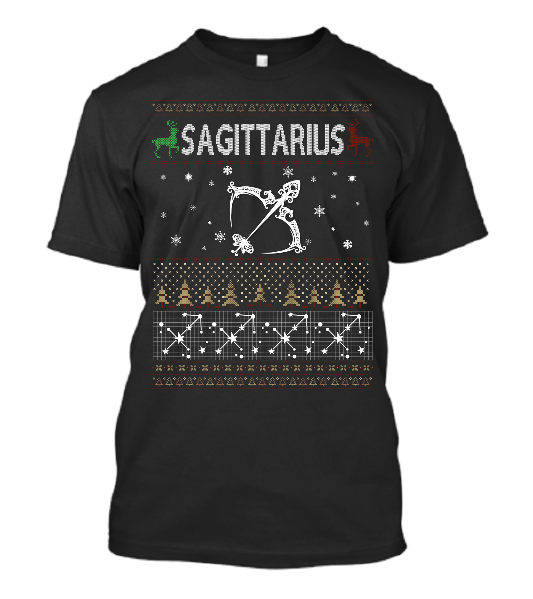 Sagittarius Zodiac Bow Constellation Ugly Christmas T-Shirt