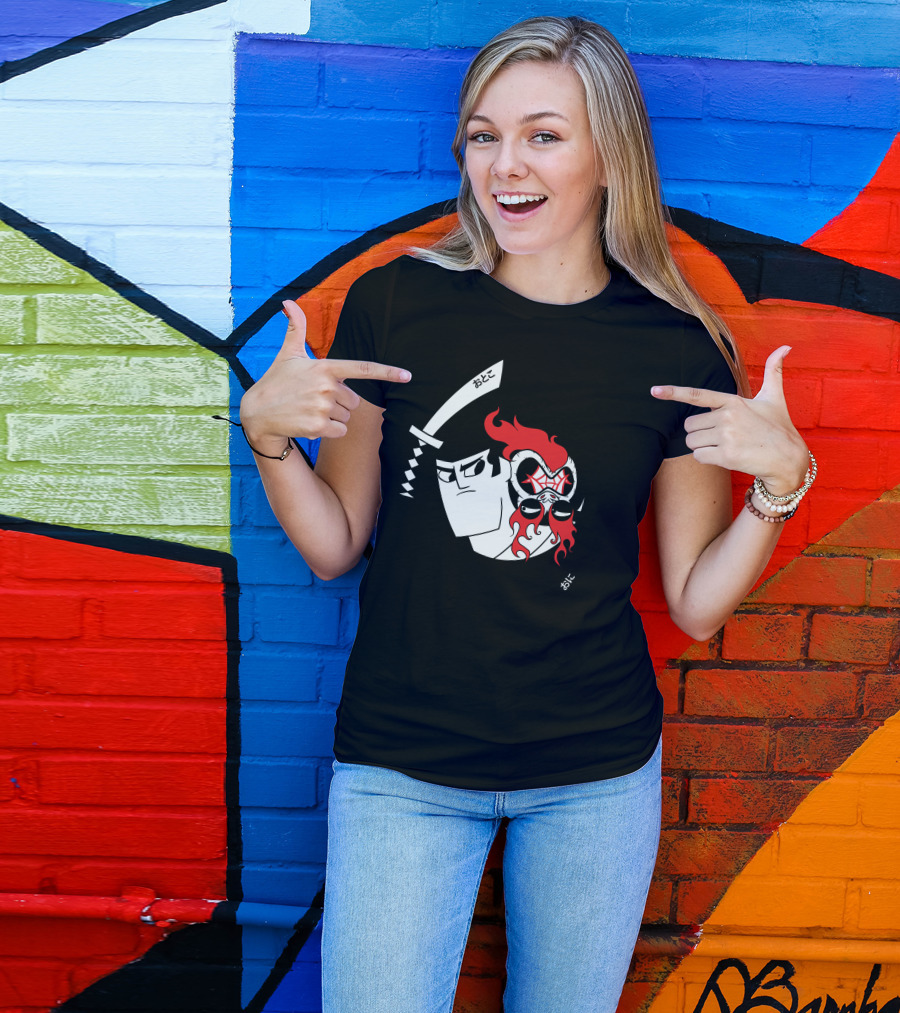 Samurai Jack And Aku Yin Yang Sword Kanji T-Shirt