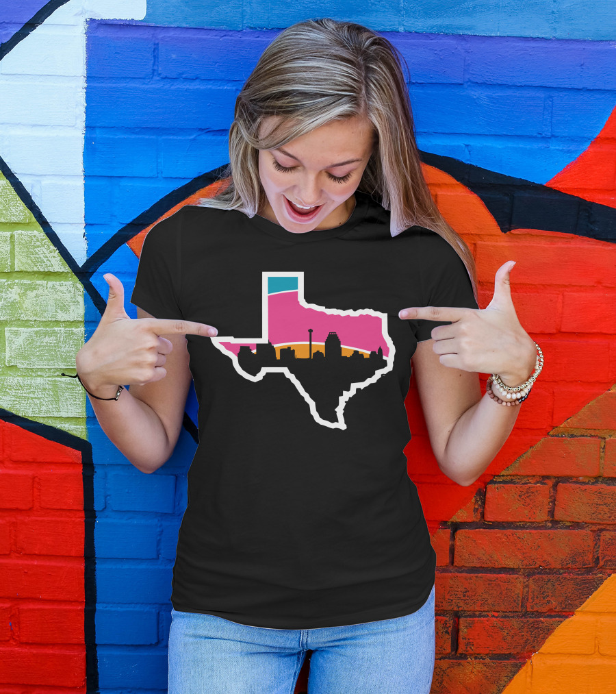 San Antonio Spurs Skyline Texas Outline T-Shirt